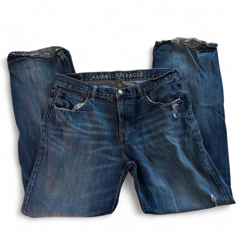 American-eagle Men's Blue and Navy Jeans